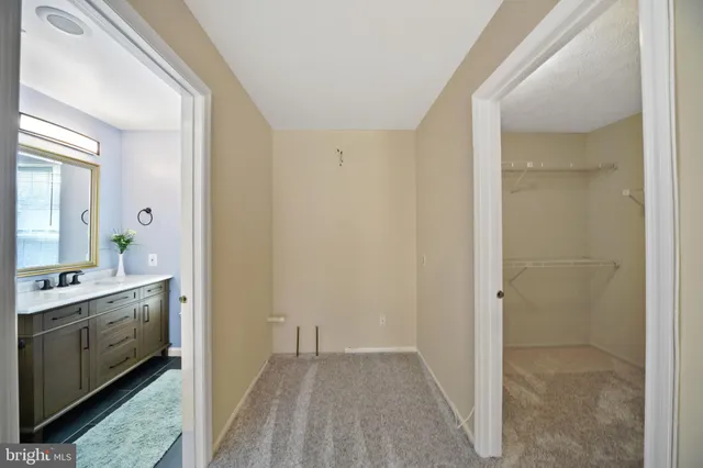 a view of a room with racks on the wall