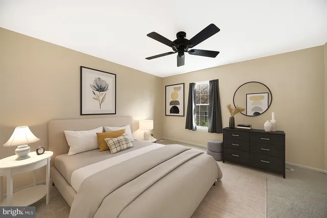 a view of an empty room with windows