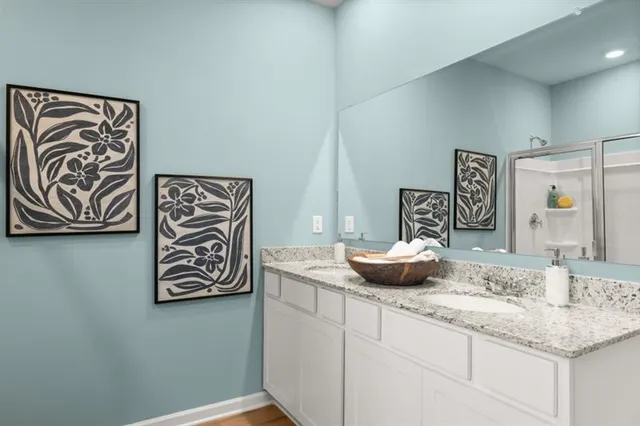 a bathroom with a bathtub