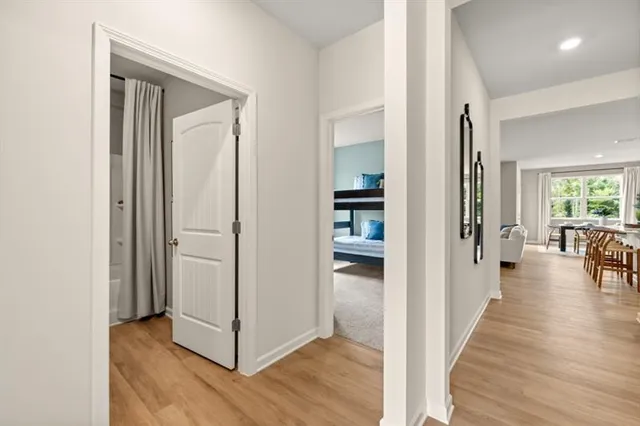 a living room with couch and a coffee table