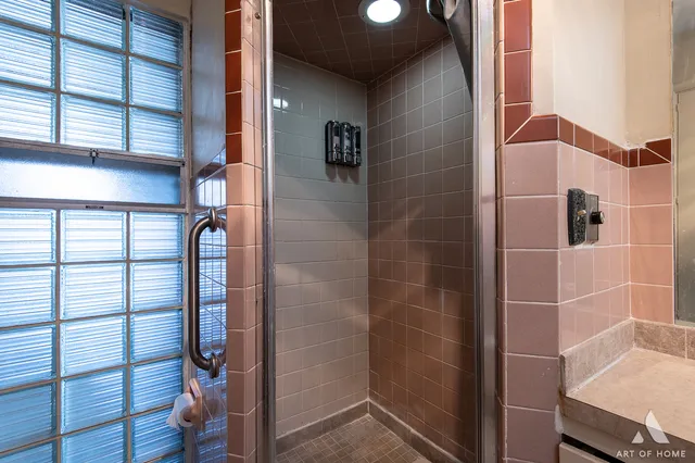 a bathroom with a shower