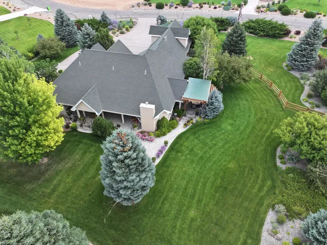 an aerial view of a house