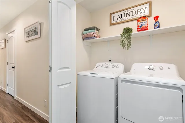 a utility room with dryer and washer