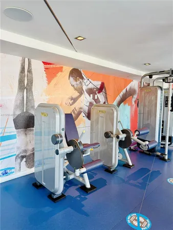 a view of a room with gym equipment