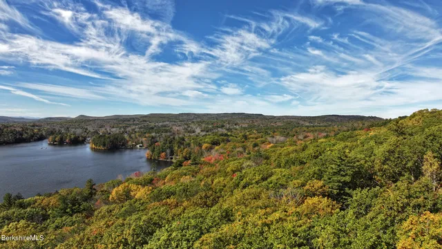a view of lake and mountain