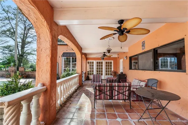a view of a swimming pool with a lounge chair