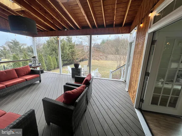 a view of porch with seating space