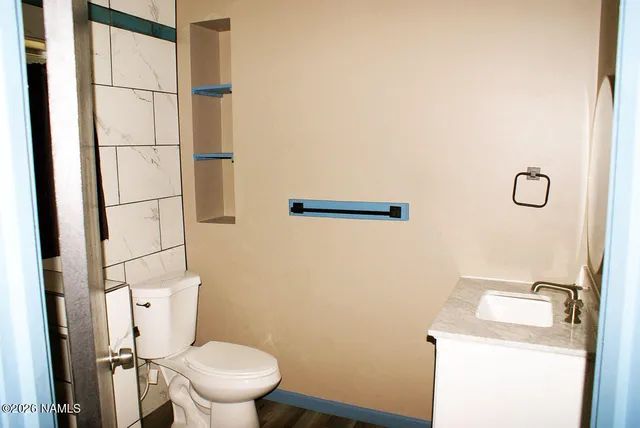 a white toilet sitting next to a bathroom sink