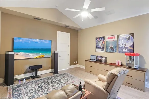 a living room with furniture