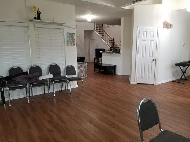 a living room with furniture