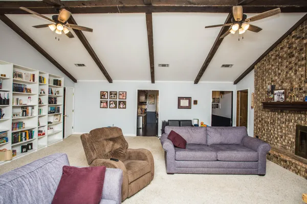 a living room with furniture