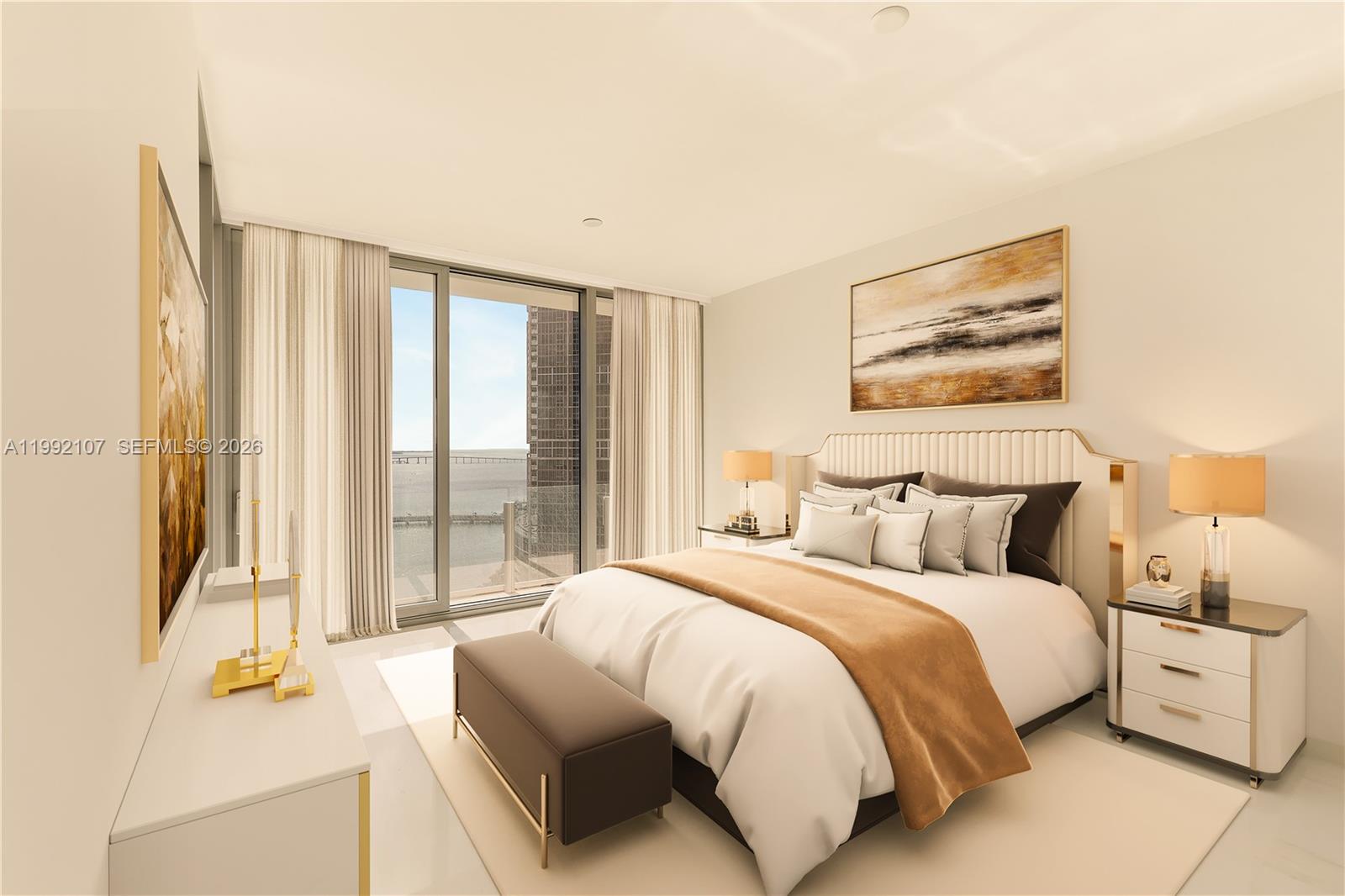 300 Biscayne Blvd Way, Unit 2103C Miami, FL 33131 - Photo 21 of 41 a spacious bedroom with a bed and a large window