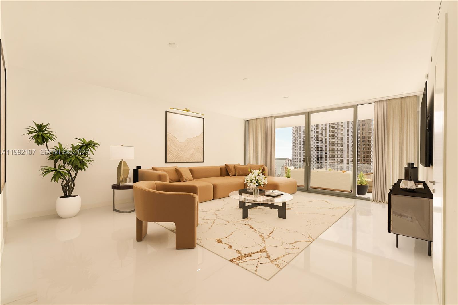 300 Biscayne Blvd Way, Unit 2103C Miami, FL 33131 - Photo 7 of 41 a living room with furniture and floor to ceiling window