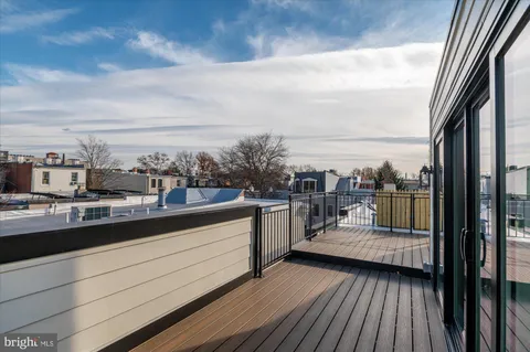 a view of roof deck with city view