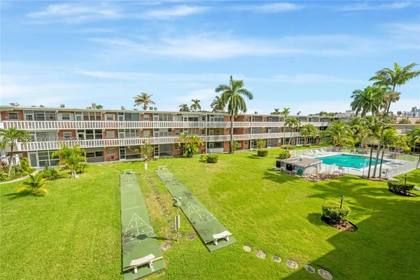 a view of an ocean with a big yard