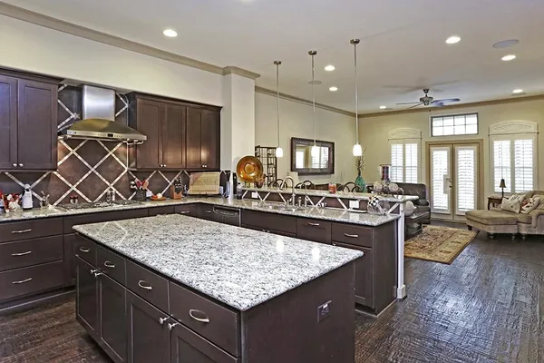 a view of a dining room with furniture and window
