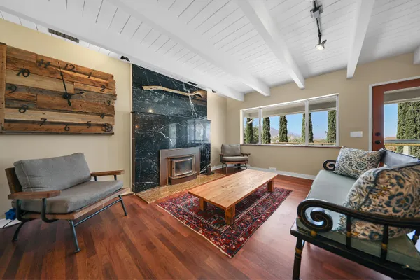 a view of a deck with a chair