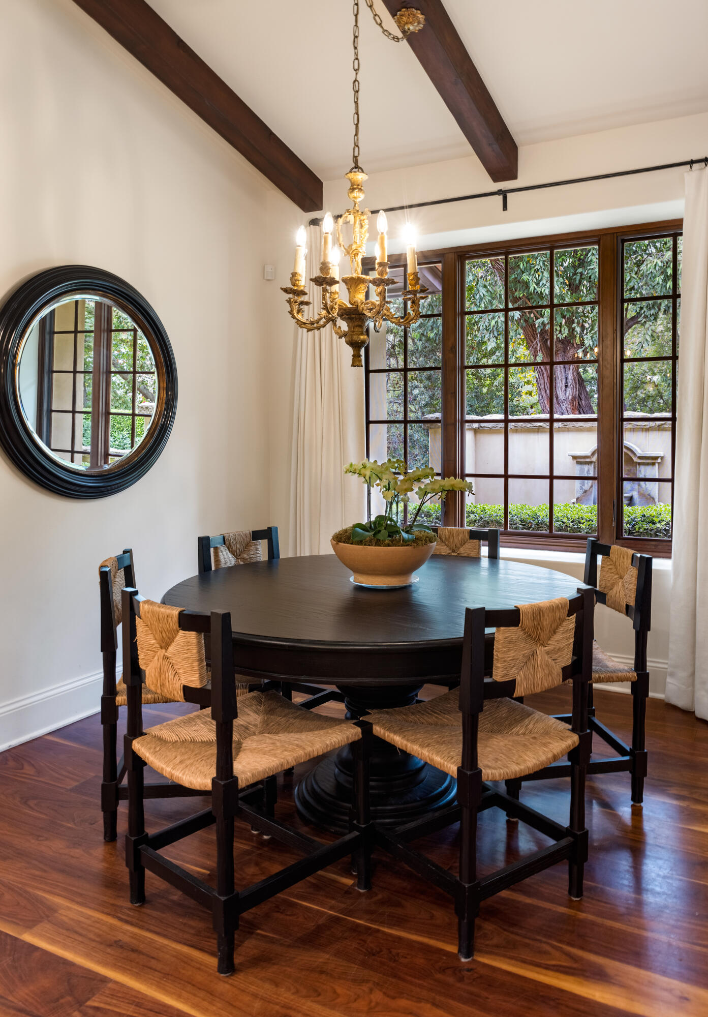 2035 Creekside Road Montecito, CA 93108 - Photo 27 of 60 a view of a dining room with furniture window and wooden floor