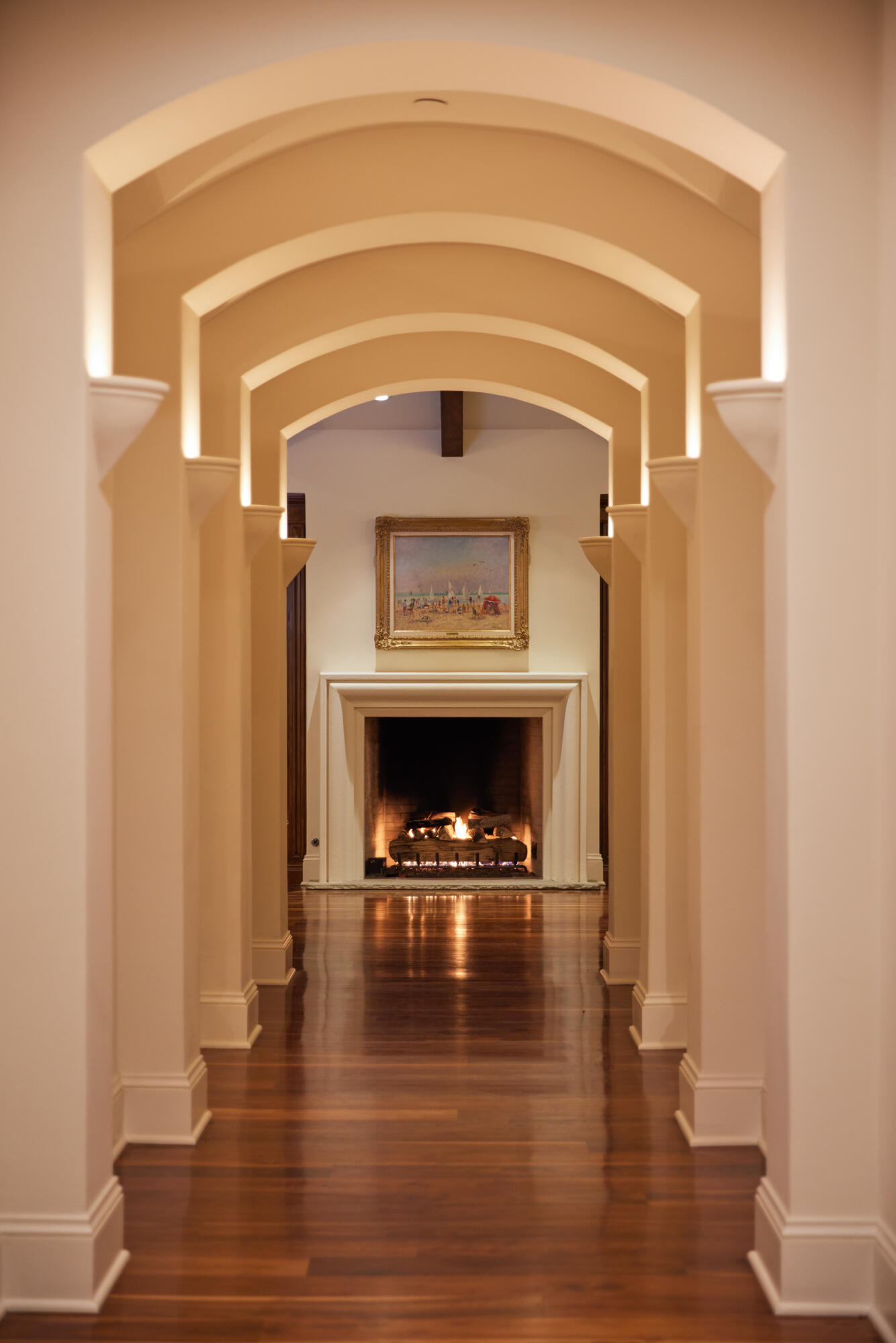 2035 Creekside Road Montecito, CA 93108 - Photo 29 of 60 a view of an empty room with wooden floor and a fireplace
