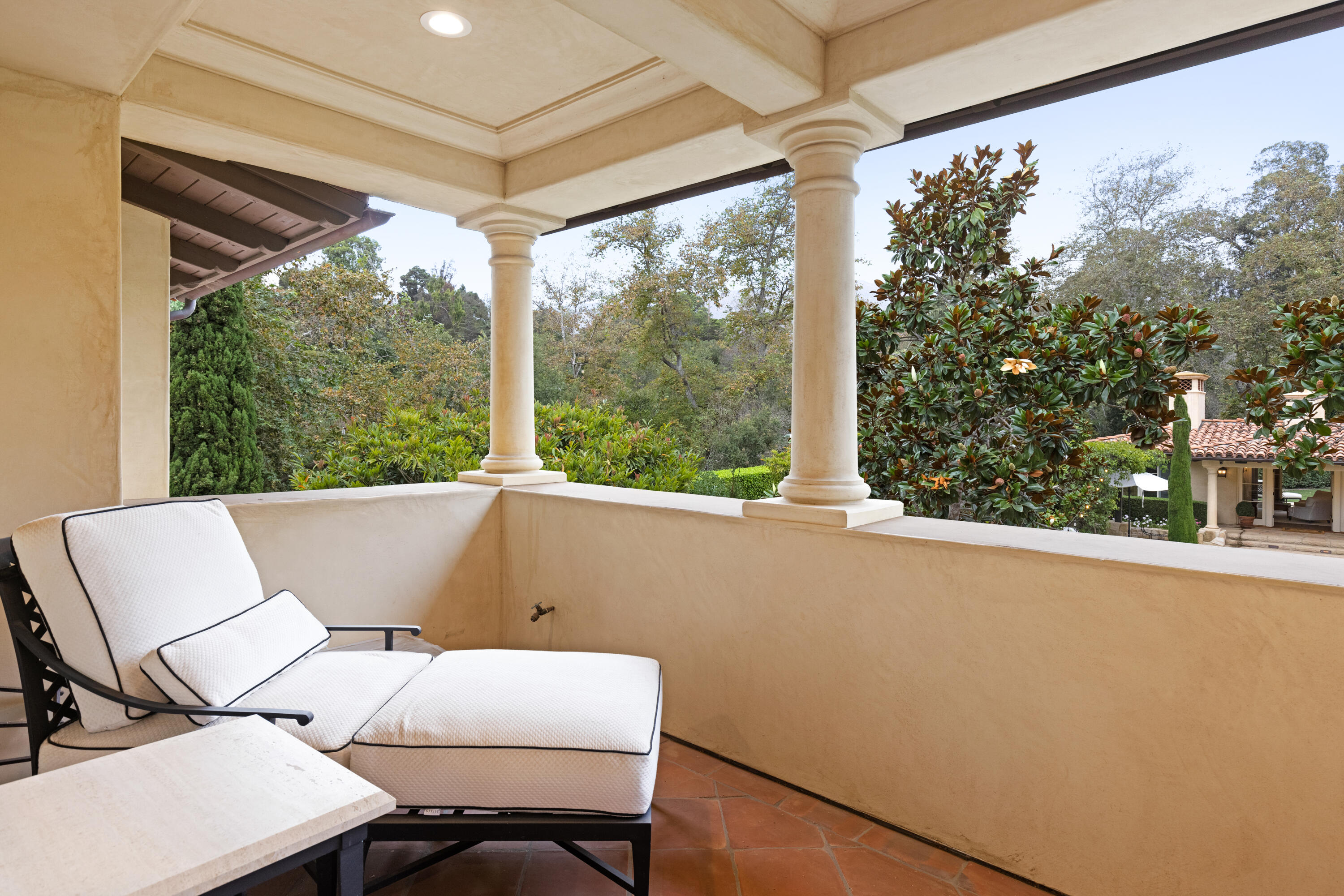 2035 Creekside Road Montecito, CA 93108 - Photo 36 of 60 a view of balcony with furniture and window