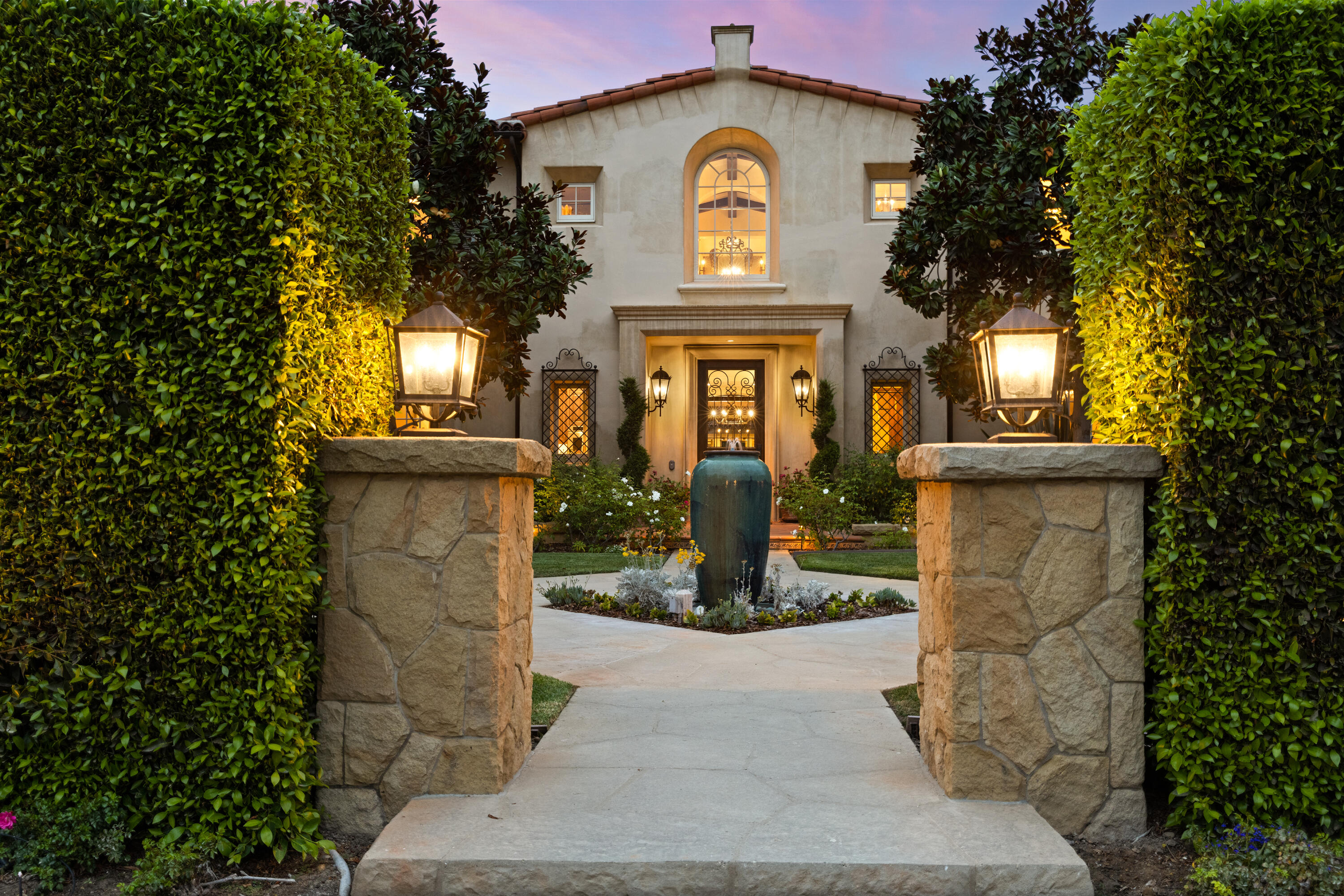 2035 Creekside Road Montecito, CA 93108 - Photo 6 of 60 a view of a house with a fountain