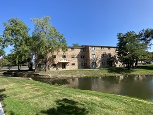 a view of a lake with houses