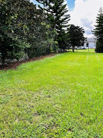 a view of a green field with lots of bushes