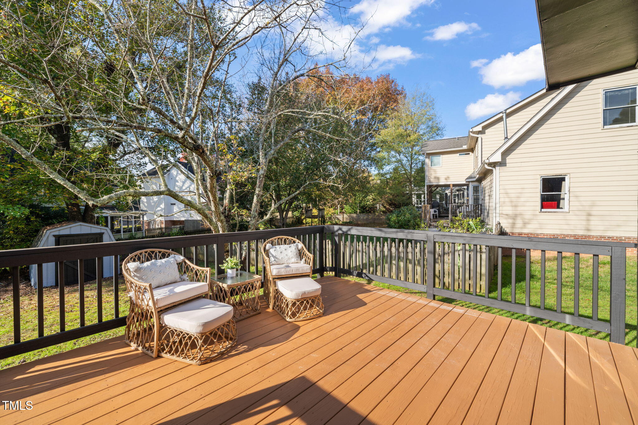 2512 Scouting Trail Raleigh, NC 27615 - Photo 31 of 36 a view of balcony with wooden floor and seating space