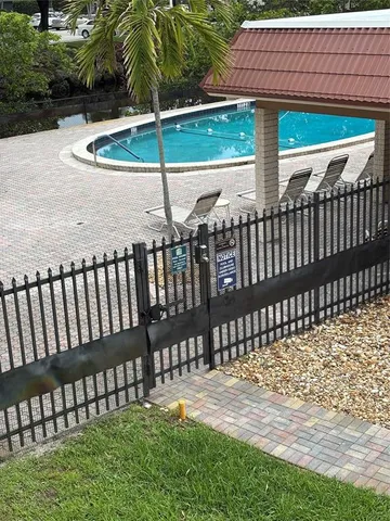 a view of a black gate