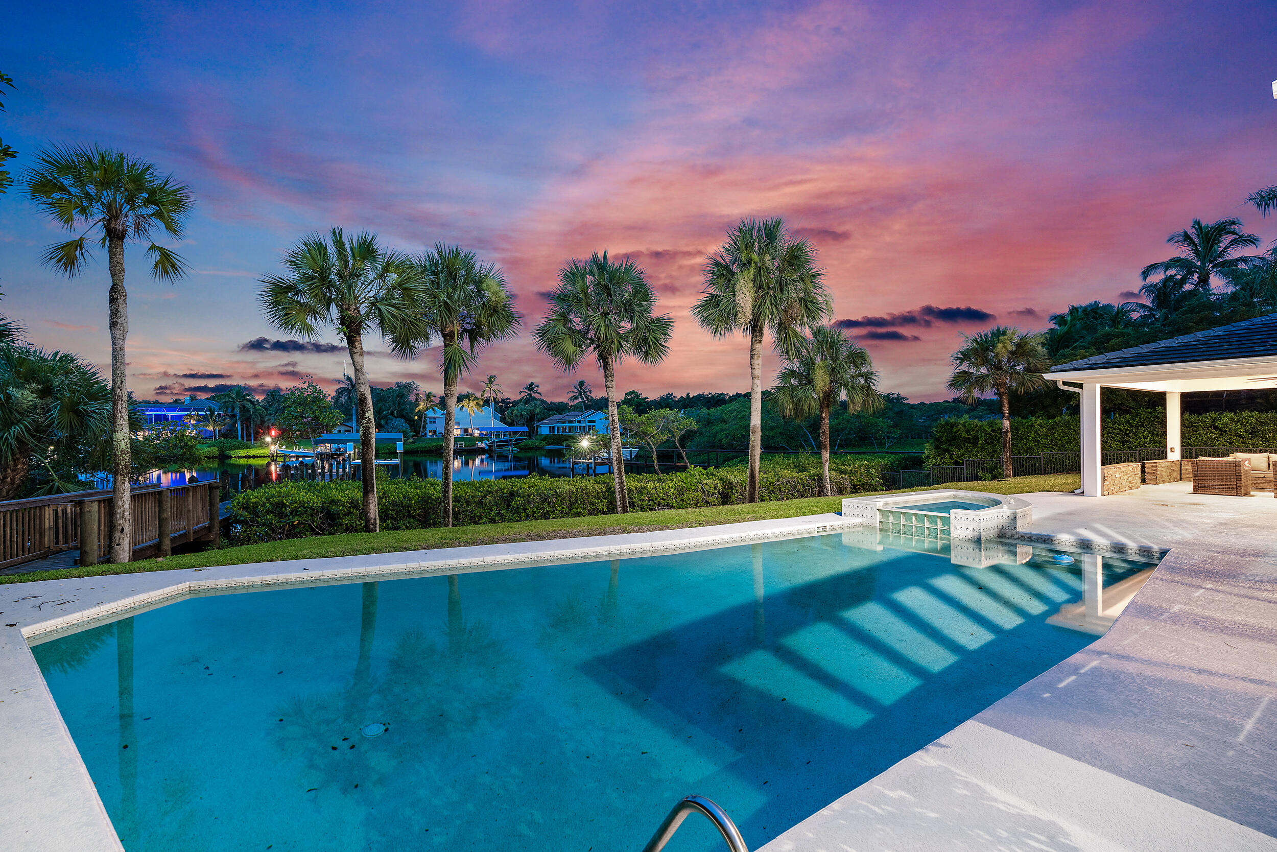18169 Southeast Ridgeview Drive Tequesta, FL 33469 - Photo 54 of 58 Pool at Night