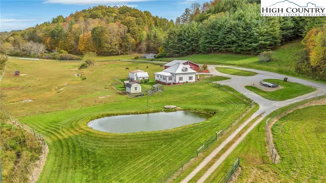 a view of a swimming pool with a yard