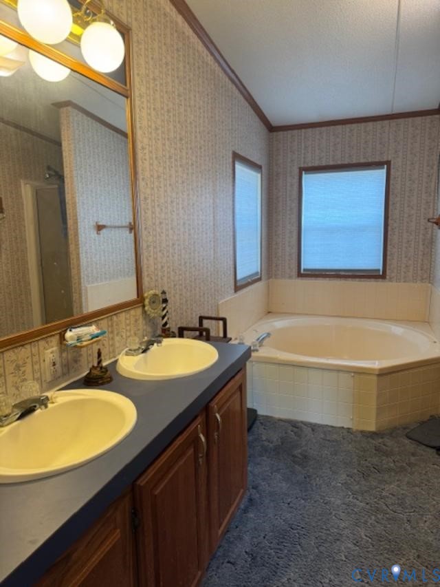 21663 Storys Station Road Franklin, VA 23851 - Photo 7 of 22 a bathroom with a granite countertop sink and a bathtub