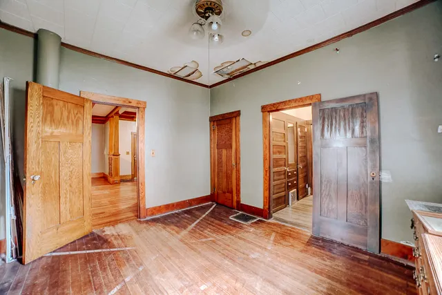 a view of a livingroom with a staircase