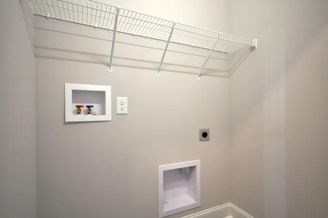 a view of a room with of racks on the wall