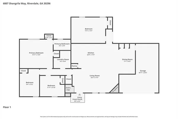 $299,000 | 6807 Shangrila Way, Riverdale, GA 30296