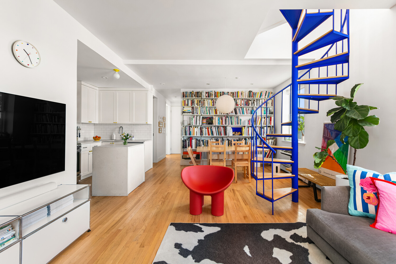344 Degraw Street, Unit PHA Brooklyn, NY 11231 - Photo 2 of 14 a kitchen view with a fireplace and lots of wooden floor