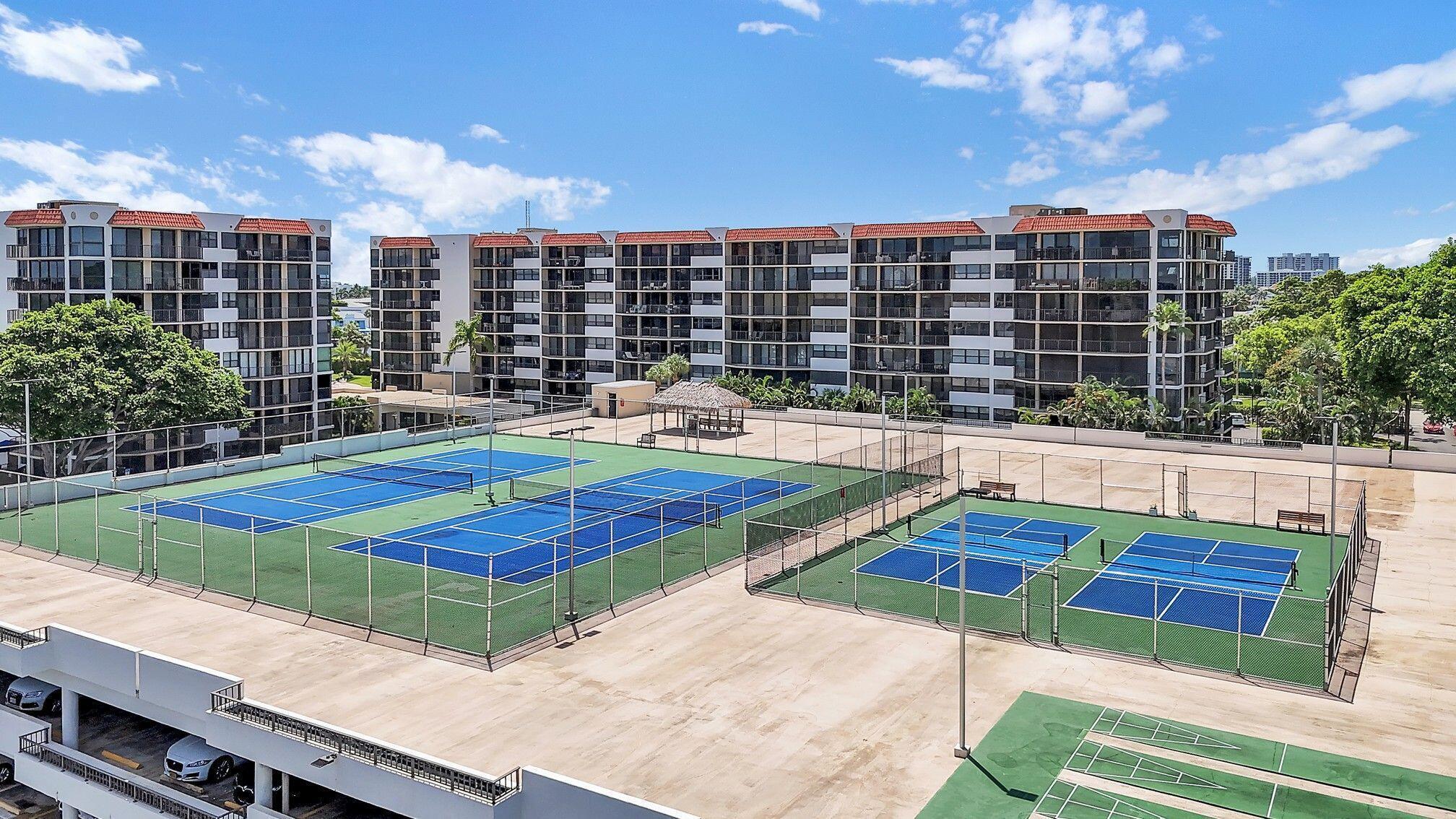 899 Jeffery Street, Unit 701 Boca Raton, FL 33487 - Photo 60 of 79 PB Arial 8-25 pickleball and tennis pic