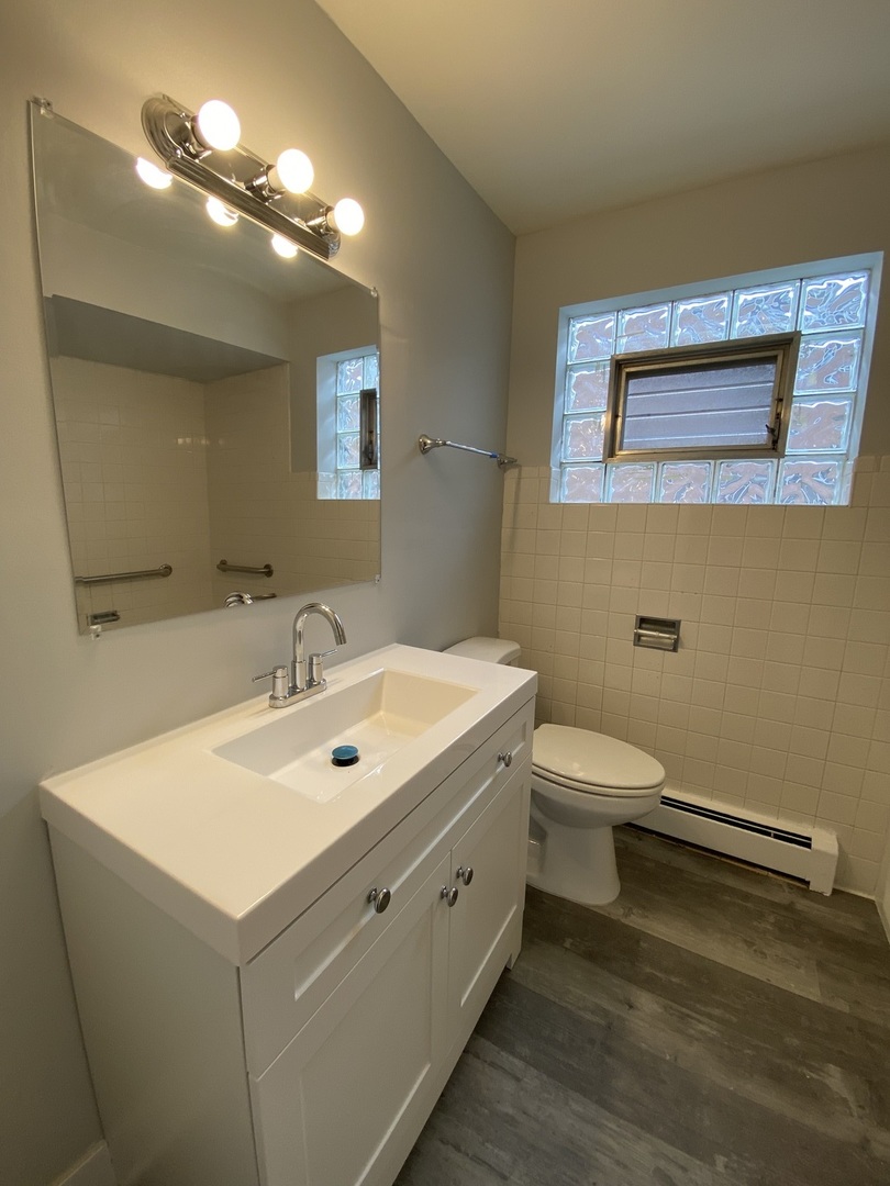 5822 West 79th Street, Unit 1 Burbank, IL 60459 - Photo 5 of 5 a bathroom with a sink mirror and toilet