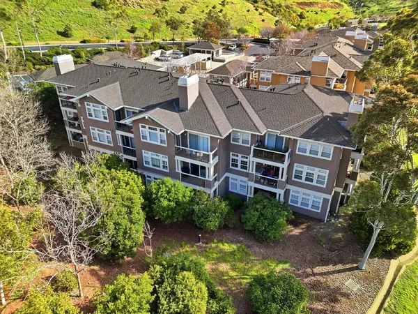 an aerial view of a house
