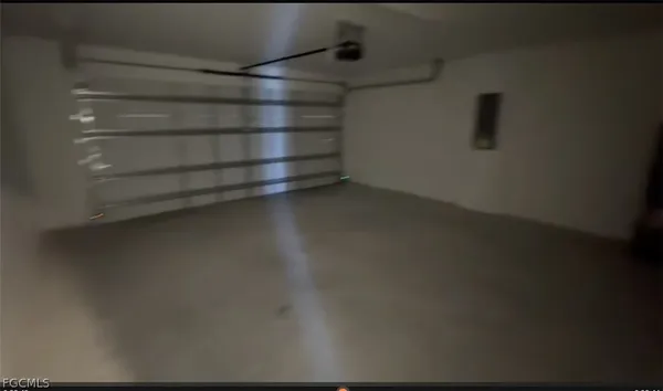 a empty room with shelves