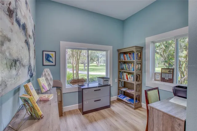 an aerial view of a swimming pool