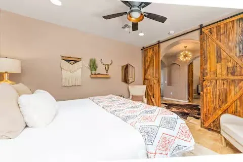 a view of a terrace with a television