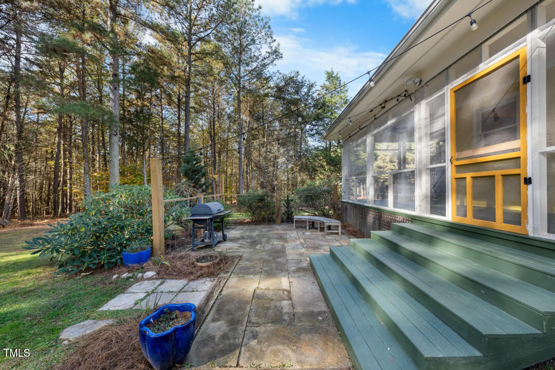 10714 Wilkins Road Rougemont, NC 27572 - Photo 25 of 40 a view of patio with table and chairs and potted plants