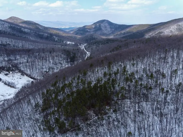 a view of a dry yard with mountains in the background
