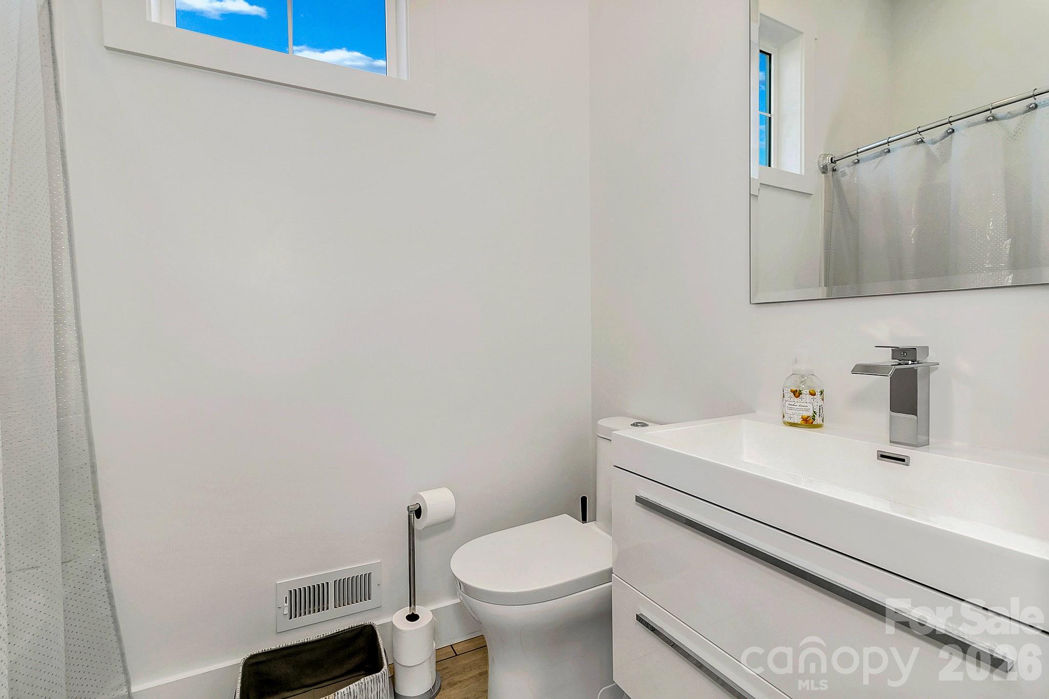 215 East Oakview Road Asheville, NC 28806 - Photo 35 of 42 a bathroom with a sink a toilet and a mirror