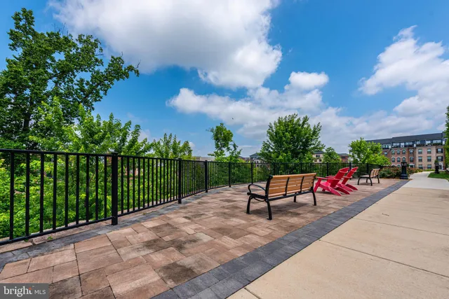 a view of a bench in a patio