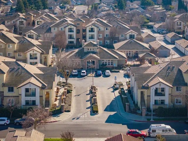 an aerial view of a house