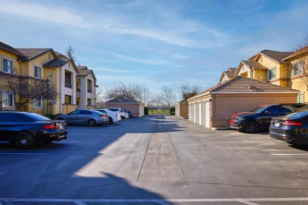 a car parked in front of a house