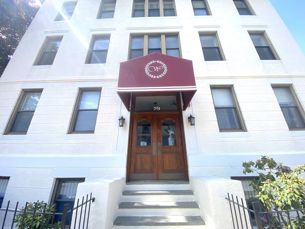 a front view of a building