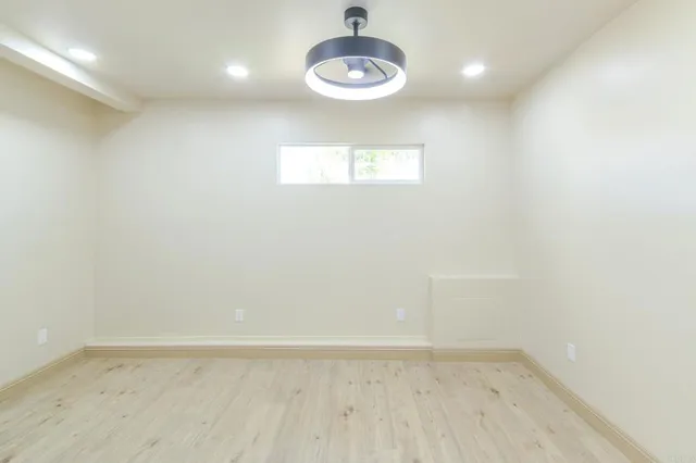 a view of a room with racks on the wall